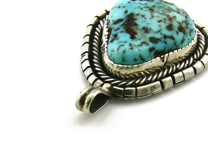 Navajo Pendant .925 Silver Kingman Turquoise Signed Artist Yazzie C.80's