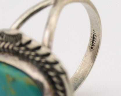 Navajo Ring .925 Silver Turquoise Mountain Native American Artist C.1980's