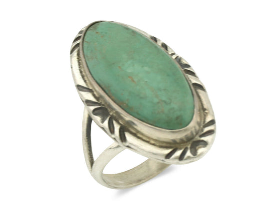 Navajo Ring .925 Silver Natural Turquoise Artist Signed Native American C.80's