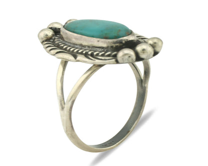Navajo Ring .925 Silver Natural Turquoise Artist Signed Native American C.80's