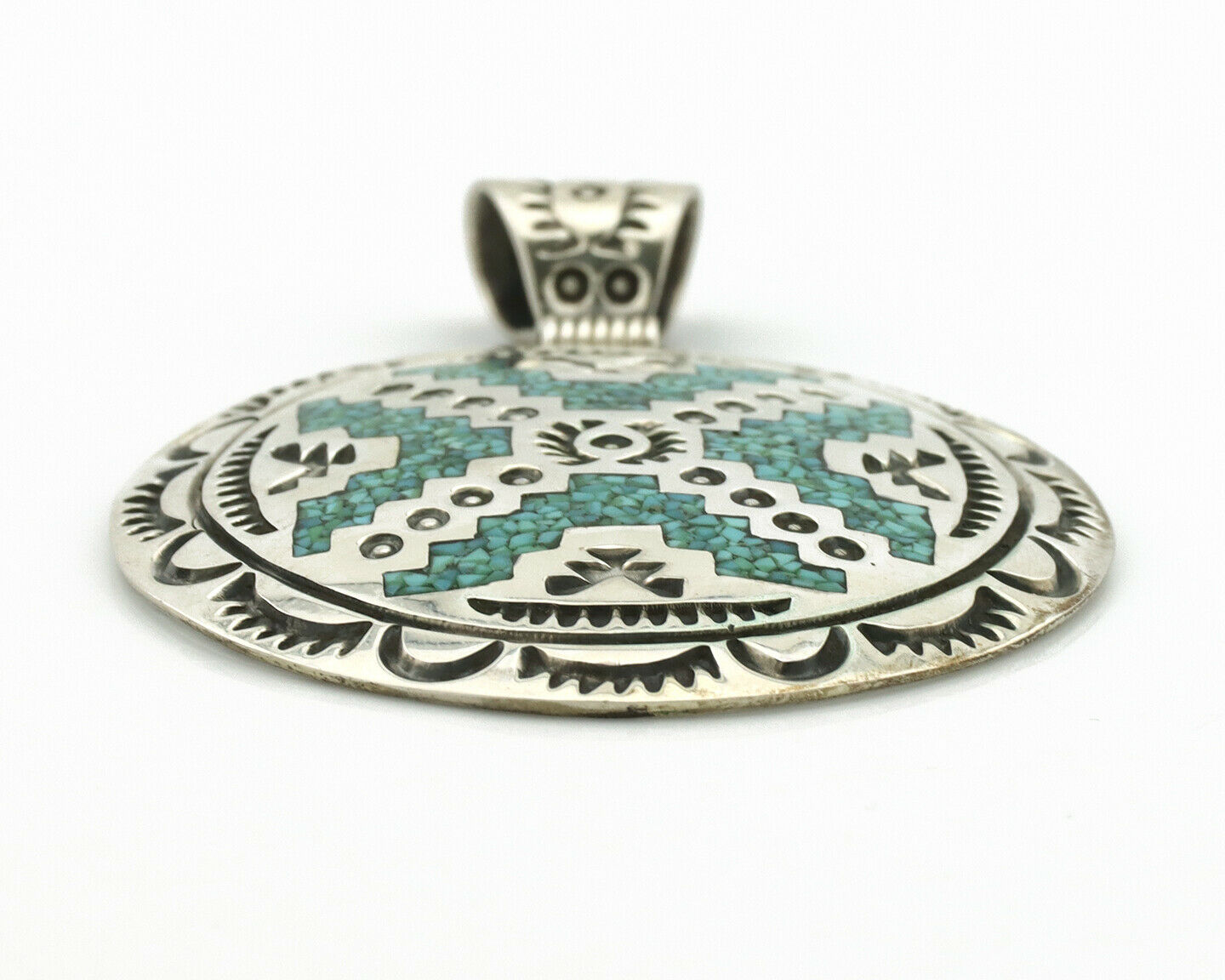 Navajo Necklace .925 Silver Kingman Turquoise Stanley Bain C.80's
