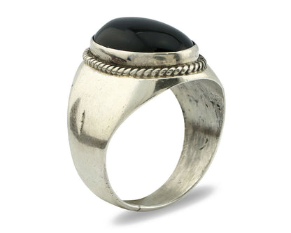Navajo Ring .925 Silver Handmade Black Onyx Native American Artist C.80's