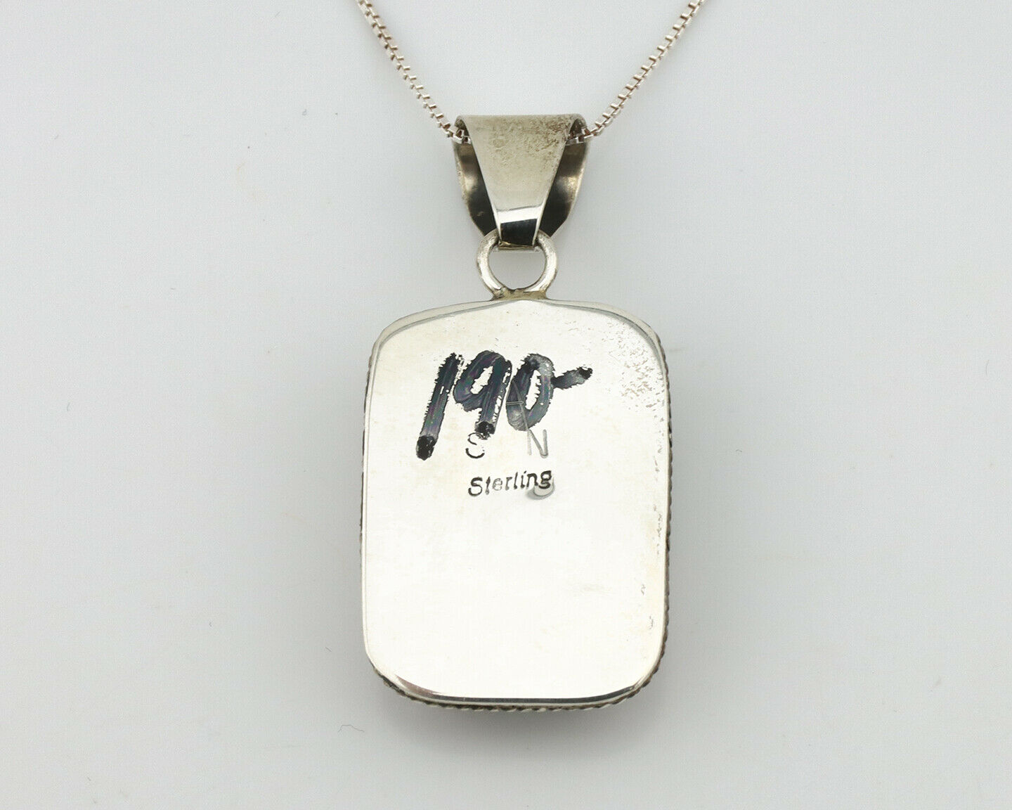 Navajo Handmade Inlaid Gemstone Pendant .925 Silver Signed SN C.80's