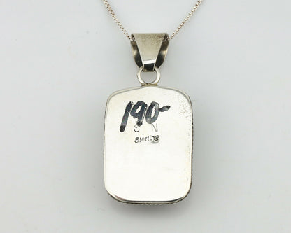 Navajo Handmade Inlaid Gemstone Pendant .925 Silver Signed SN C.80's