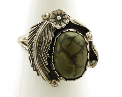 Navajo Ring .925 Silver Spiderweb Turquoise Native American Artist C.1980's