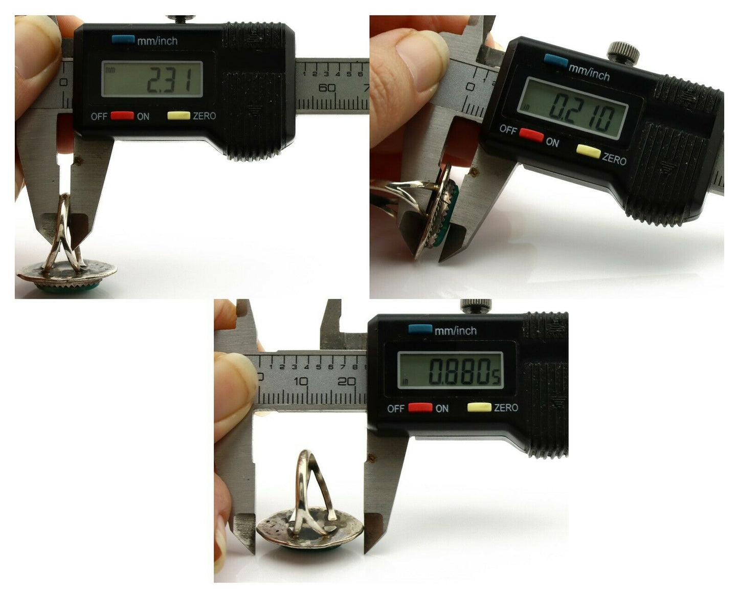 Navajo Ring .925 Silver Green Turquoise Native American Artist C.1980's