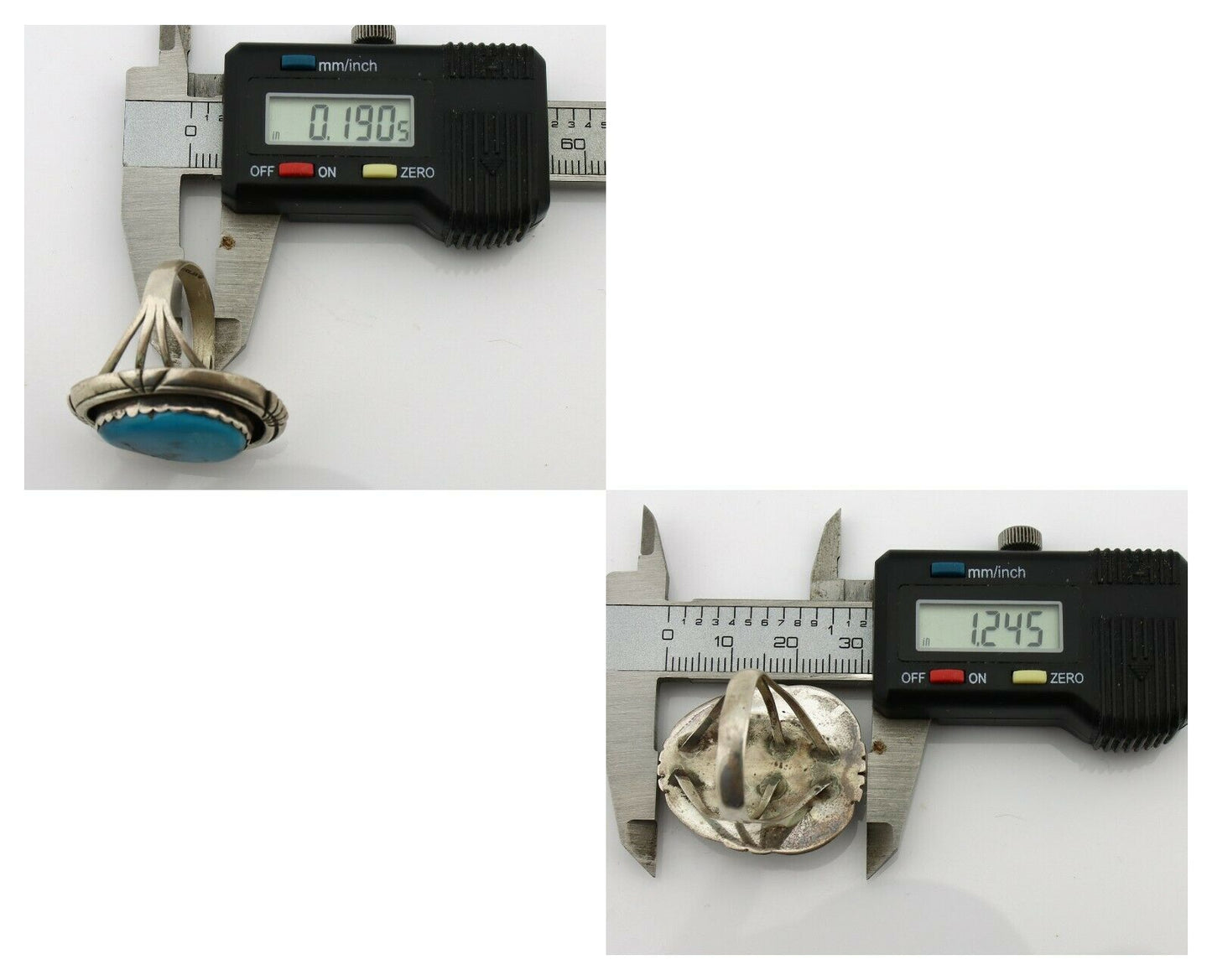 Navajo Ring .925 Silver Nevada Turquoise Artist Signed KK C.80's