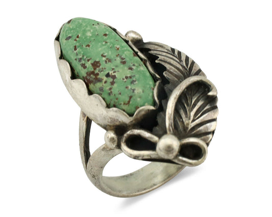 Navajo Ring .925 Silver Kingman Turquoise Native American Signed C.80's