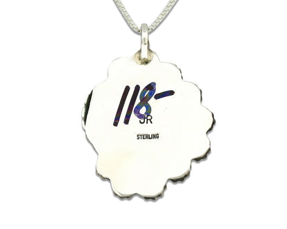 Navajo Necklace .925 Silver Variscite Signed JR C.1980's