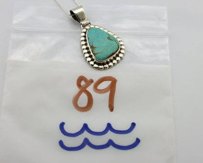 Navajo Necklace 925 Silver Arizona Turquoise Native American Artist Signed C80's