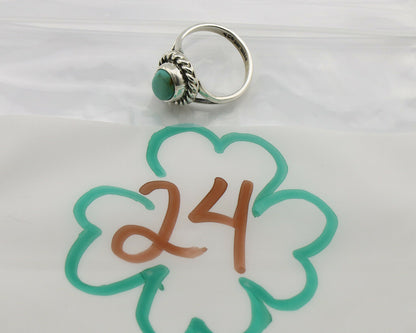 Navajo Ring .925 Silver Kingman Turquoise Artist Signed Gecko C.90's