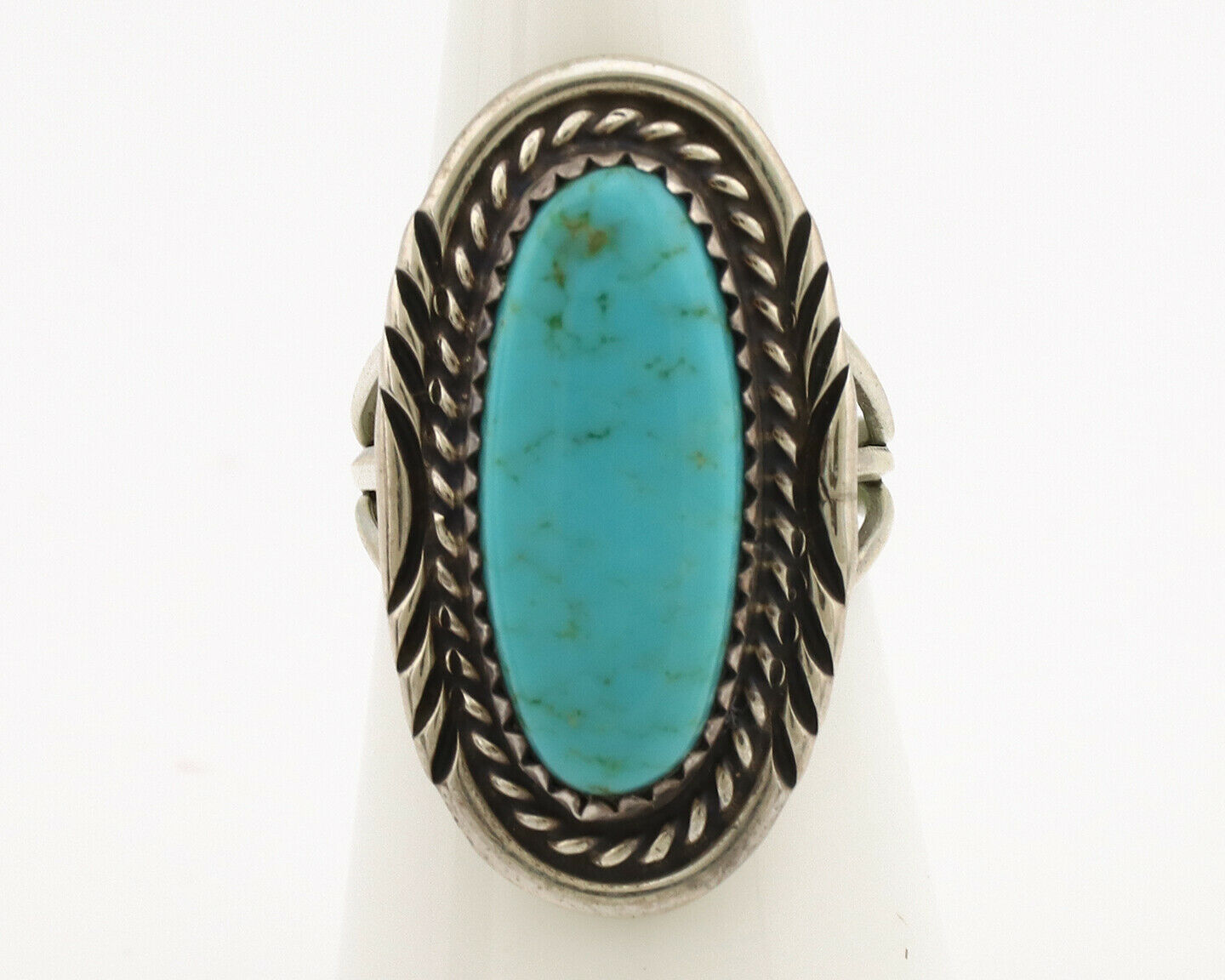 Navajo Ring .925 Silver Natural Blue Turquoise Artist Talhat C.1980's