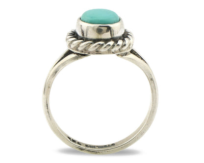 Navajo Ring .925 Silver Kingman Turquoise Artist Signed Gecko C.90's