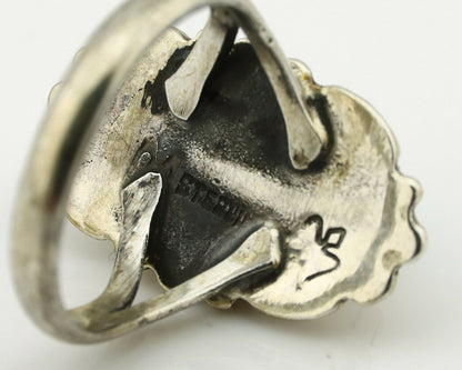 Navajo Ring .925 Silver Green Turquoise Artist Signed M Montoya C.80's