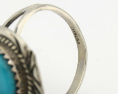 Navajo Ring .925 Silver Kingman Turquoise Artist Signed A C.1980's