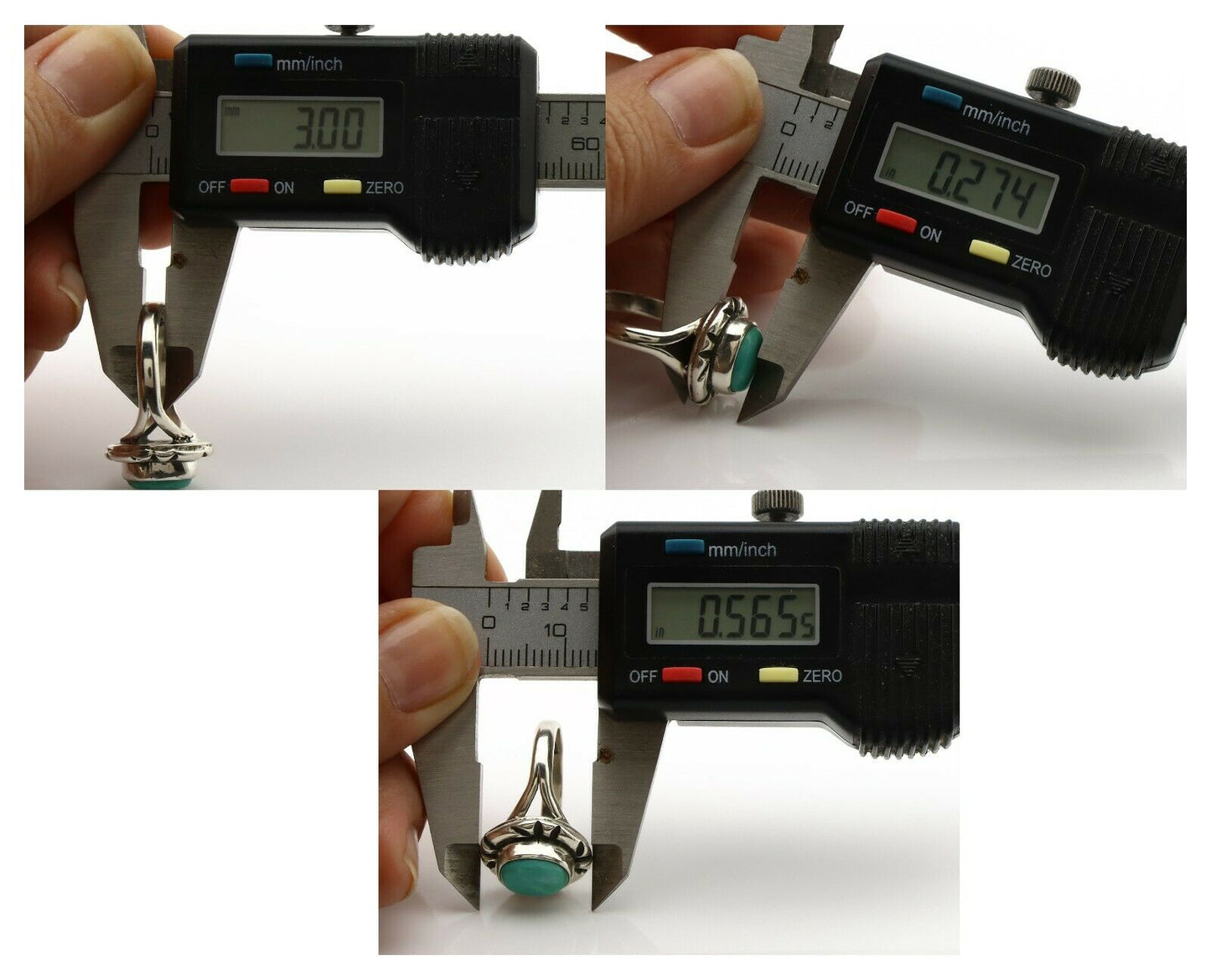 Navajo Ring .925 Silver Kingman Turquoise Artist Signed Gecko C.90's