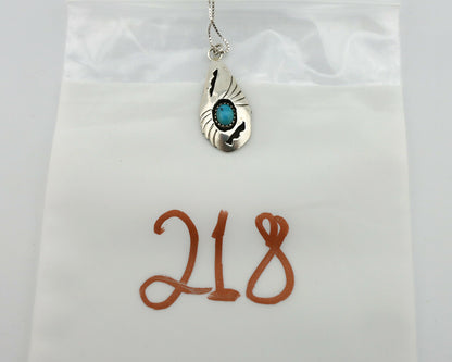 Navajo Pendant .925 Silver Blue Turquoise Native American C.80's