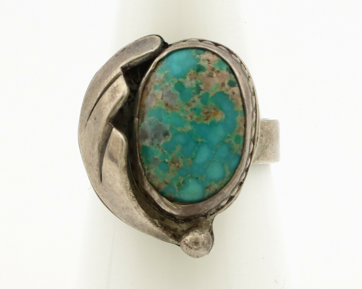 Navajo Ring .925 Silver Kingman Turquoise Native American Artist C.1980's