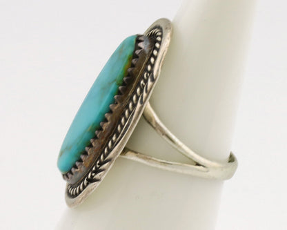 Navajo Ring .925 Silver Nevada Turquoise Native American Artist C.1980's