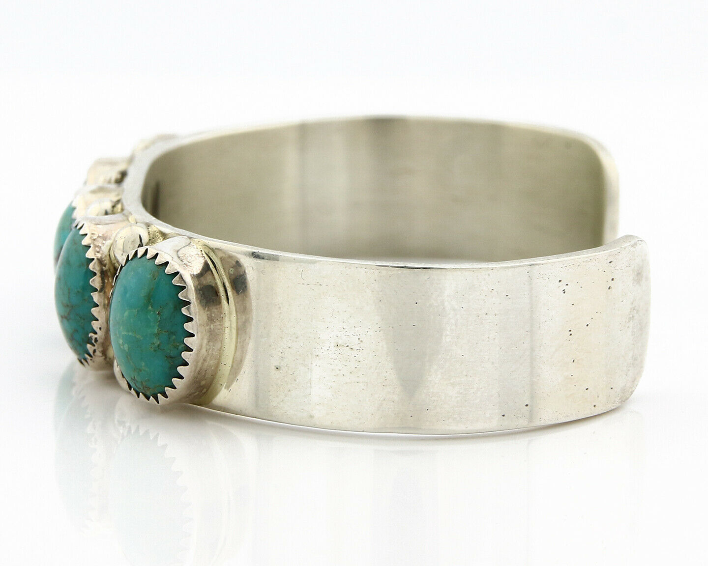 Navajo Bracelet .925 Silver Natural Turquoise Signed C Jones C.80's