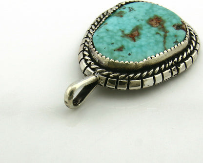 Navajo Pendant .925 Silver Kingman Turquoise Signed Artist Tom Willeto C.80's