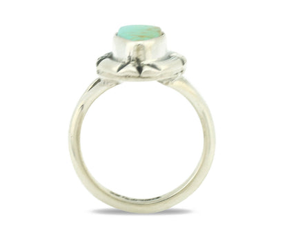 Navajo Ring .925 Silver Natural Mined Turquoise Artist Signed Gecko C.80's