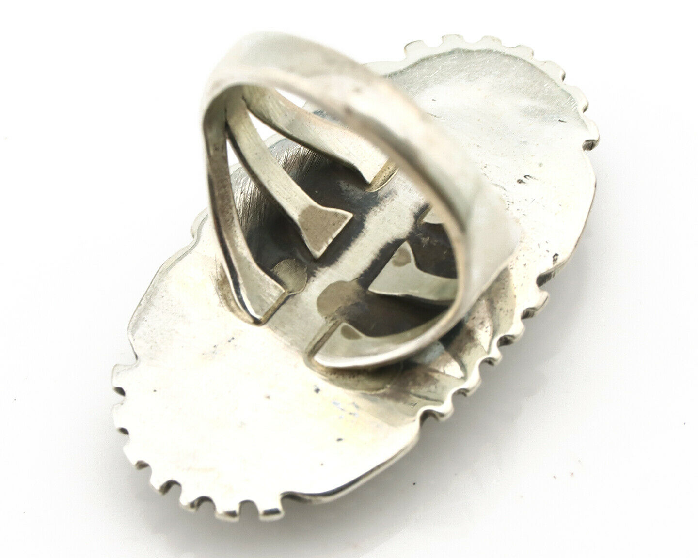 Navajo Ring .925 Silver Green Turquoise Native American Artist C.80's