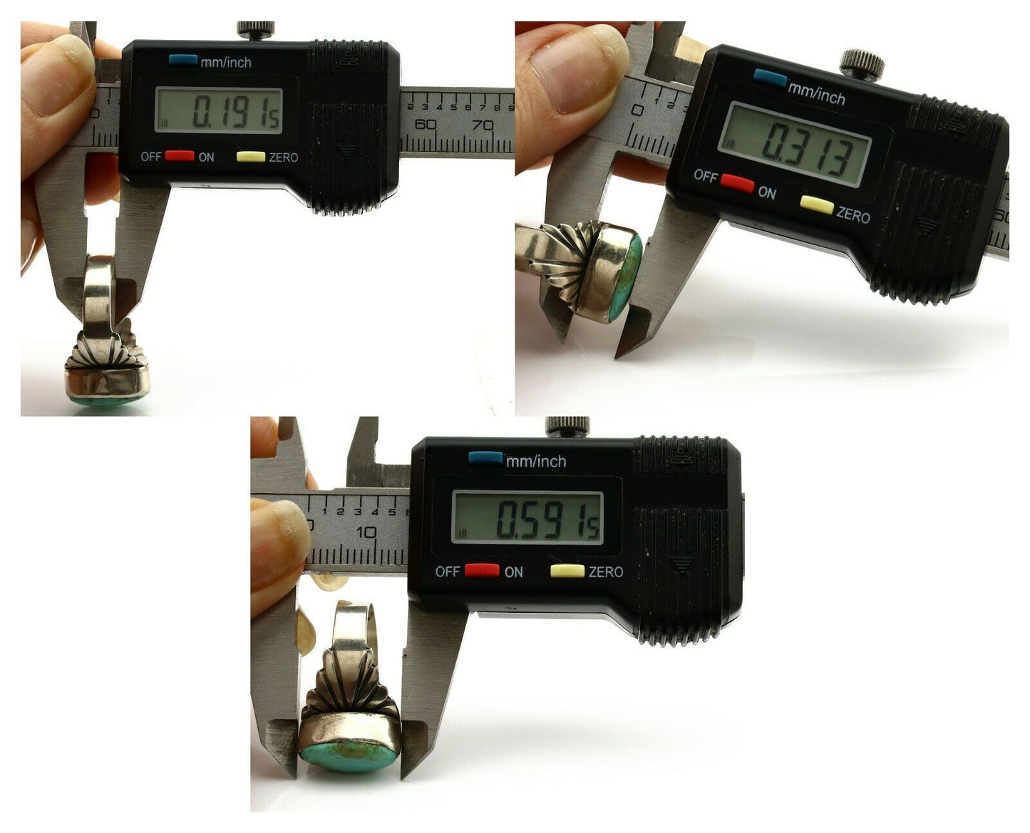 Navajo Ring .925 Silver Kingman Turquoise Artist Signed Apache C.80's