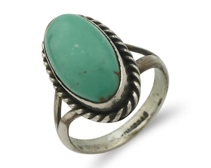 Navajo Ring .925 Silver Natural Blue Turquoise Native American Artist C.80's