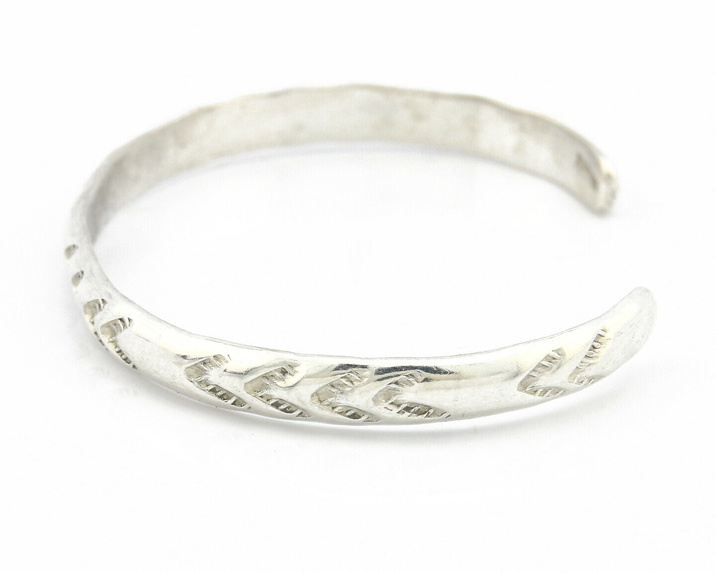 Navajo Bracelet .925 Silver Hand Stamped Arrow Head Artist Montoya C.80's