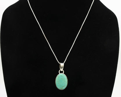 Navajo Necklace .925 Silver Kingman Turquoise Signed Gecko C.80's