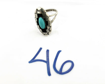 Navajo Ring .925 Silver Sleeping Beauty Turquoise Artist Signed P C80s