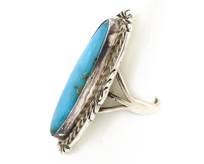 Navajo Ring 925 Silver Blue Turquoise Native Artist Signed Billy Eagle C.80s