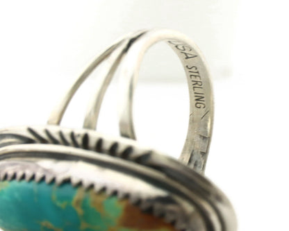 Navajo Ring 925 Silver Natural Blue Turquoise Artist Signed USA C.80's