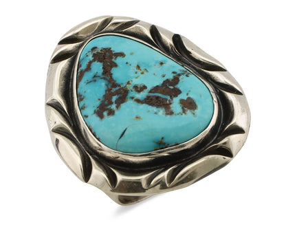 Navajo Ring 925 Silver Natural Blue Turquoise Native Artist Signed C Montoya C80