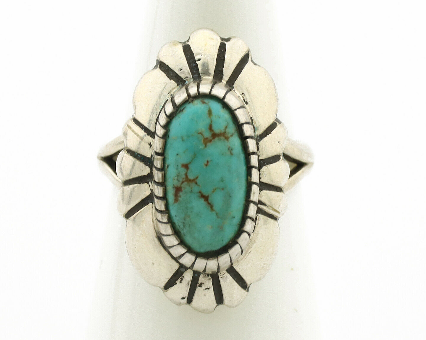 Navajo Ring .925 Silver Natural Mined Turquoise Artist Signed M Montoya C.80's