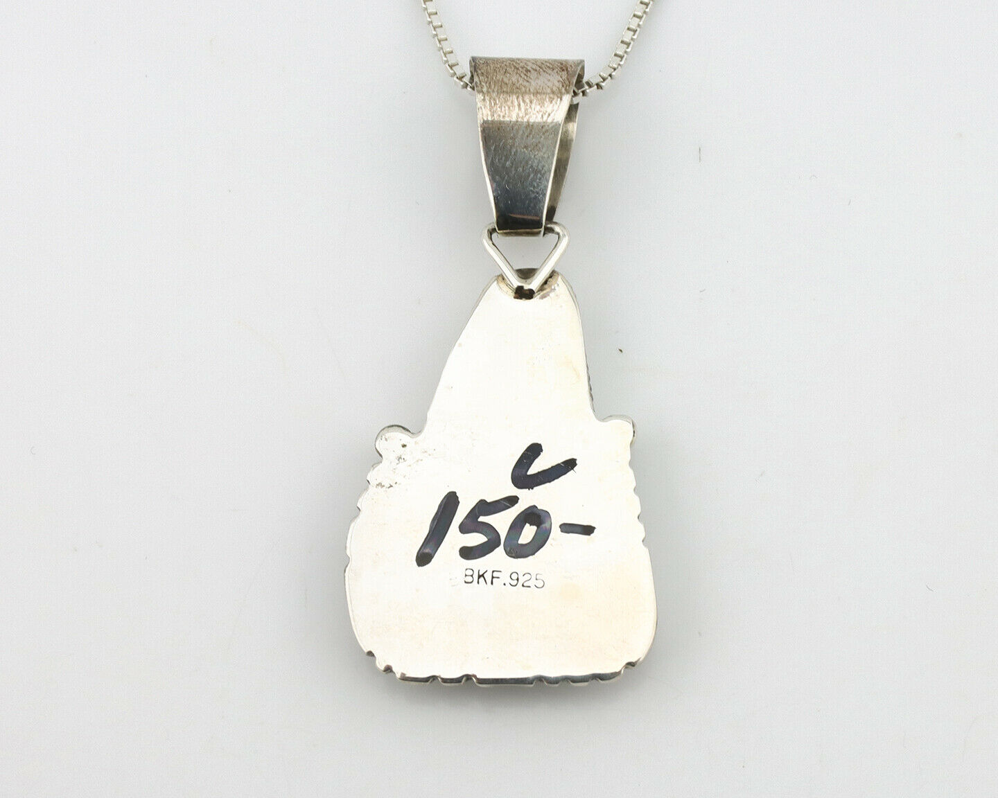 Navajo Pendant .925 Silver Royston Turquoise Artist Signed BKF C.80's