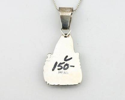 Navajo Pendant .925 Silver Royston Turquoise Artist Signed BKF C.80's