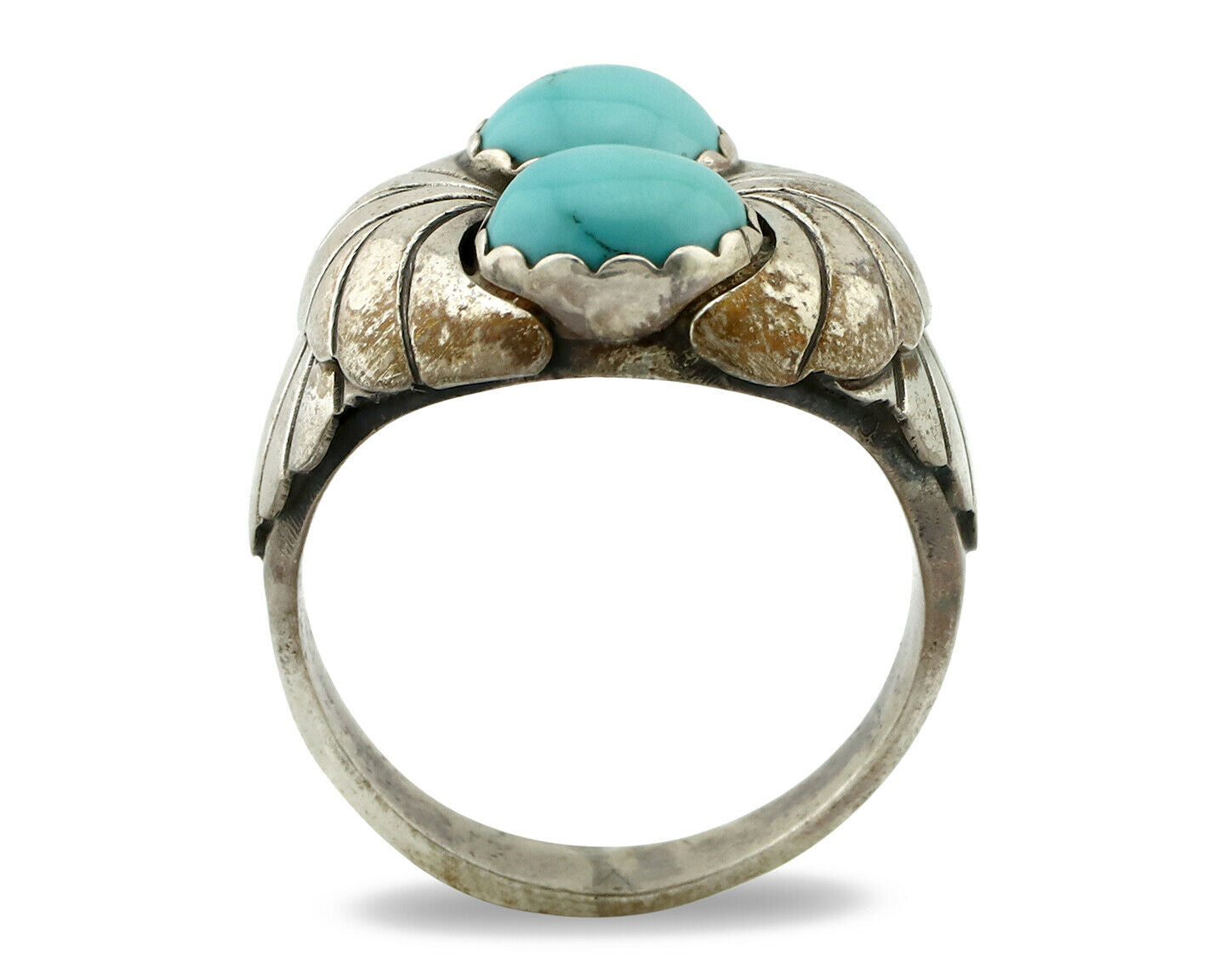 Navajo Ring .925 Silver Blue Turquoise Native American Artist C.80's