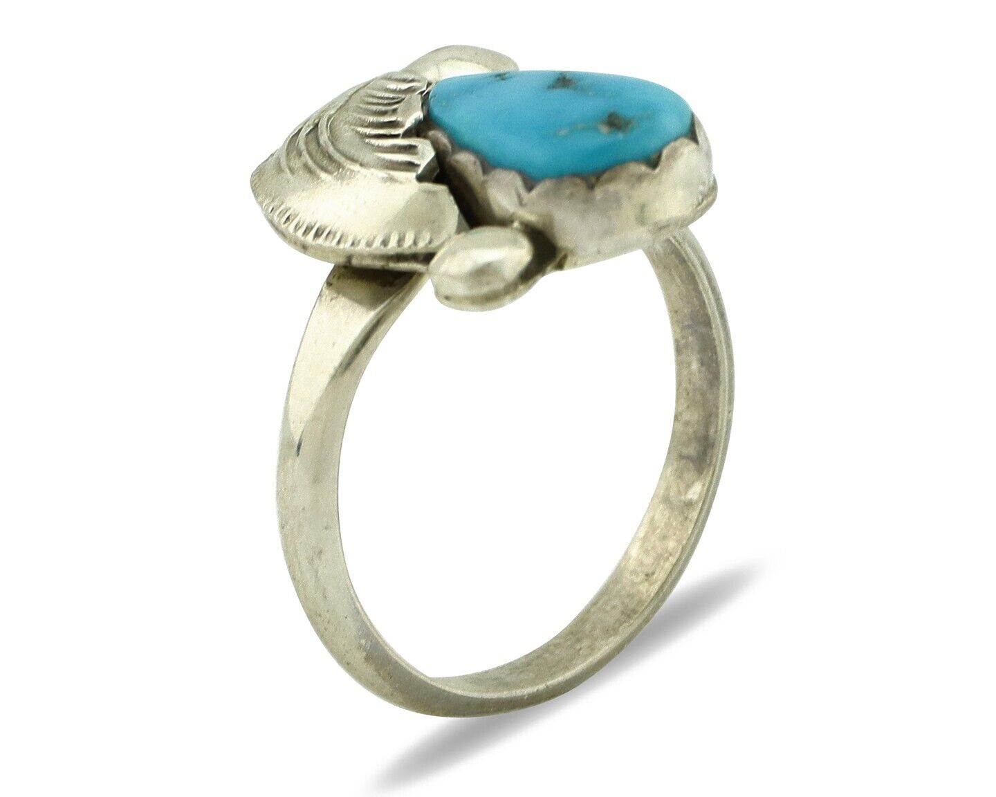 Zuni Ring 925 Silver Natural Blue Gem Turquoise Artist Signed Simplicio C.80's