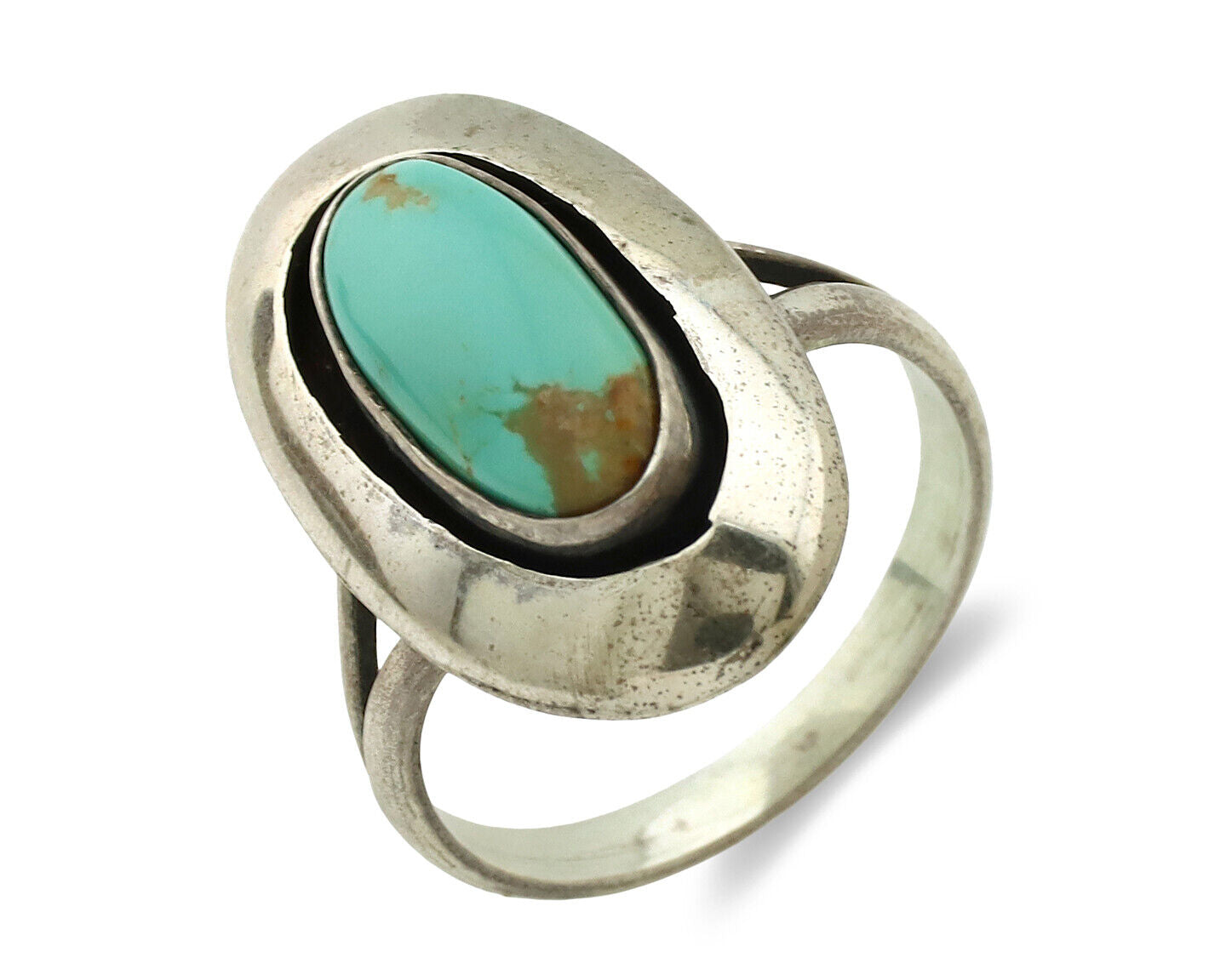 Navajo Ring .925 Silver Kingman Turquoise Artist Signed M Montoya C.80's