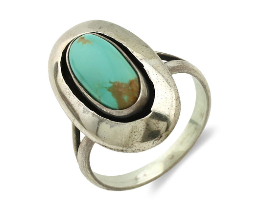 Navajo Ring .925 Silver Kingman Turquoise Artist Signed M Montoya C.80's