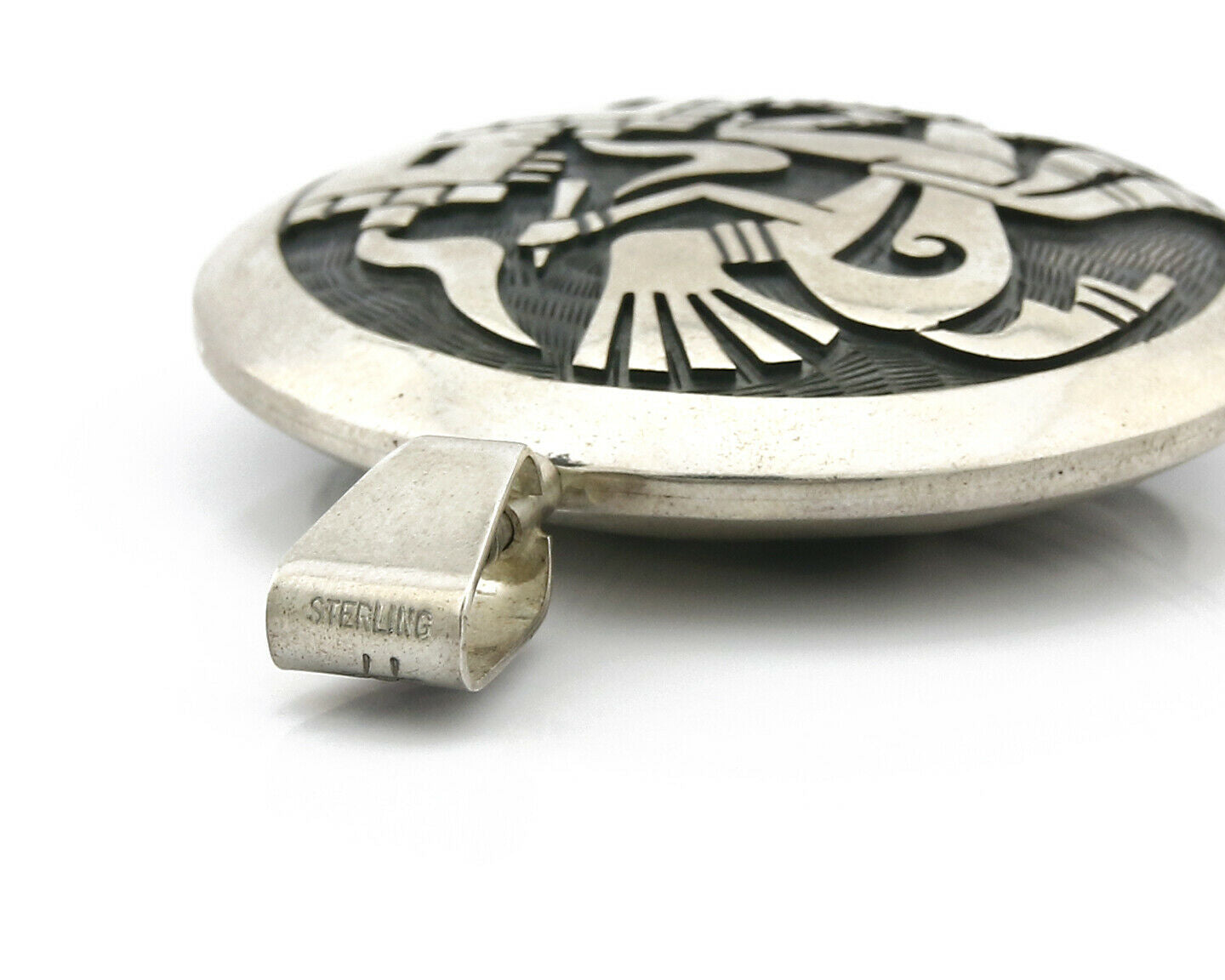 Navajo Spinner Pictograph Spinner Signed Artist TT .925 SOLID Silver Circa 80's
