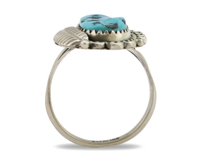 Navajo Ring .925 Silver Sleeping Beauty Turquoise Native American Artist C.80's