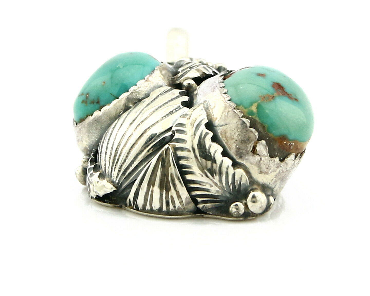 Navajo Pendant .925 Silver Bisbee Turquoise Signed Tom Willeto C.80's