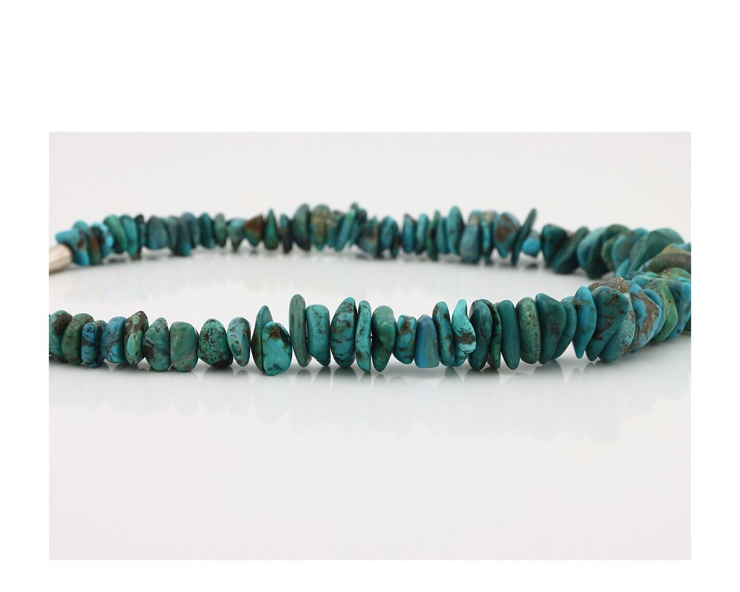Navajo Necklace 925 Silver Natural Large Blue Turquoise Native Artist C80s