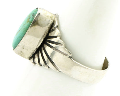 Navajo Ring .925 Silver Kingman Turquoise Artist Signed Apache C.80's