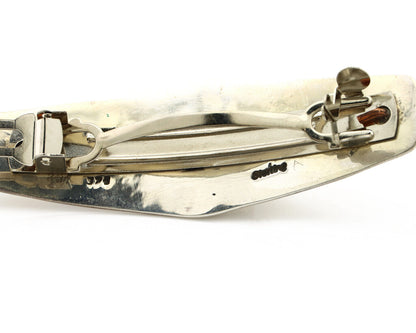 Navajo Hair Clip Barrette 925 Silver Blue Turquoise Native American Artist C.80s