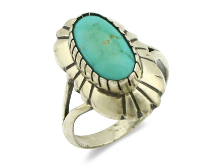 Navajo Ring .925 Silver Green Turquoise Artist Signed M Montoya C.80's