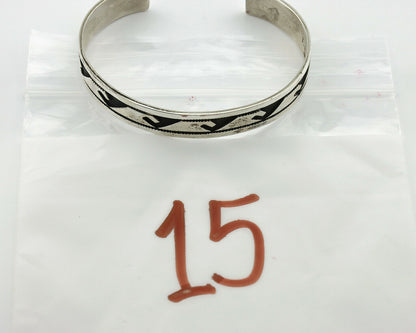 Navajo Bracelet .925 Silver Handmade Overlay Style Signed Tommy Billy Cuff C80s